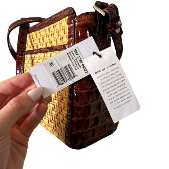 NWT Brahmin Carrie Crossbody Natural Chatham + Leather Woven Straw Summer - Picture 8 of 13